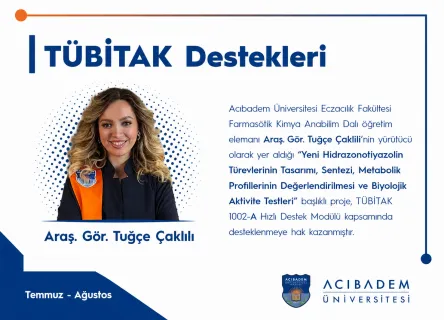 Araş. Gör. Tuğçe Çaklılı’nın Projesi TÜBİTAK 1002-A Kapsamında Desteklendi